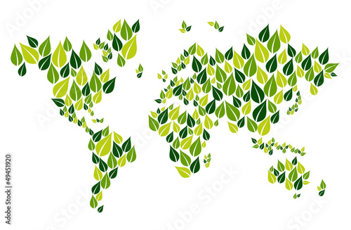 Go green leaf world map