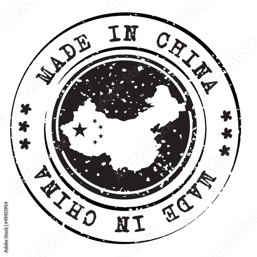 tampon, timbre Made in China noir et blanc