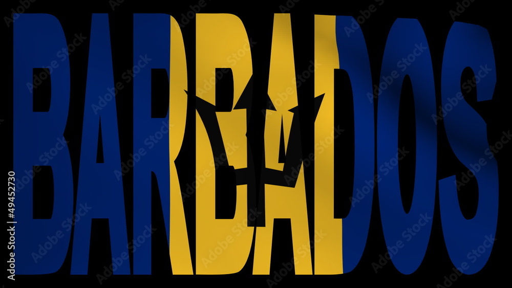 Barbados text with fluttering flag animation