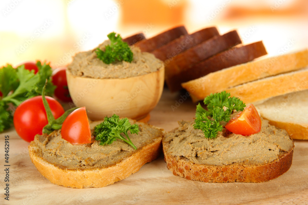 Composition of fresh pate, tomatoes and bread, Composition of fresh pate, tomatoes and bread,