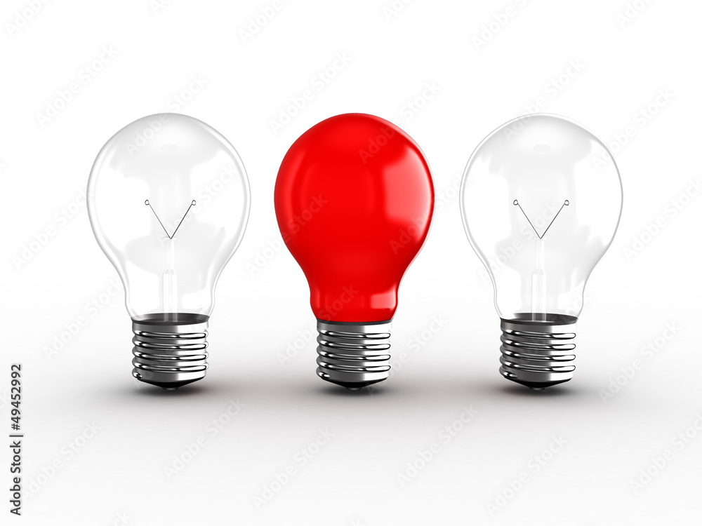 Red Light Bulb Among Two Red Light Bulb Among Two