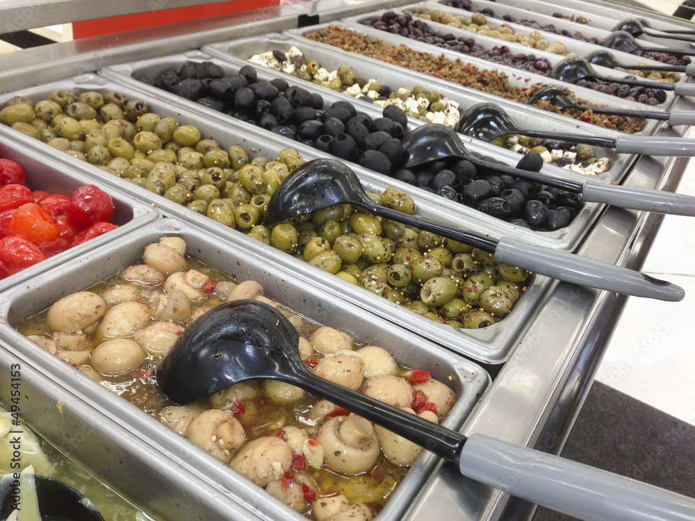 Olive Variety Buffet in Delicatessen Olive Variety Buffet in Delicatessen