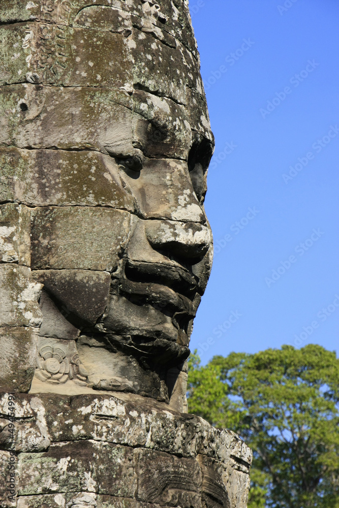 Stone face of Bayon temple, Angkor area, Cambodia Stone face of Bayon temple, Angkor area, Cambodia