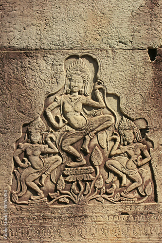 Apsara dancers wall carving, Bayon temple, Cambodia