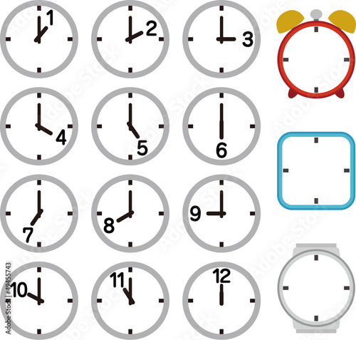 1時間ごとの時計と枠