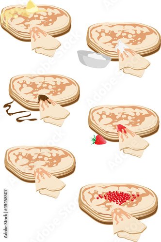 pancakes with different stuffings in vector