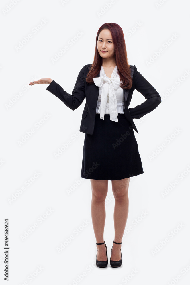 Asian business woman indicate blank space Asian business woman indicate blank space