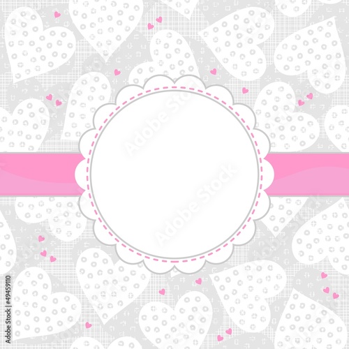 serca w kropki romantyczne tło ramka z różową wstążką