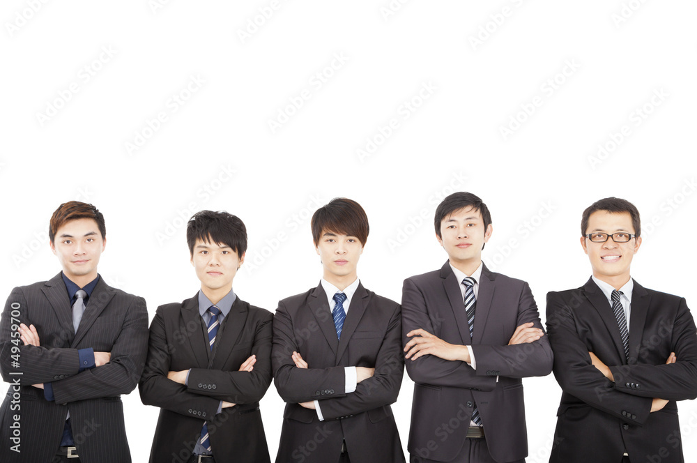 five asian business man standing together five asian business man standing together