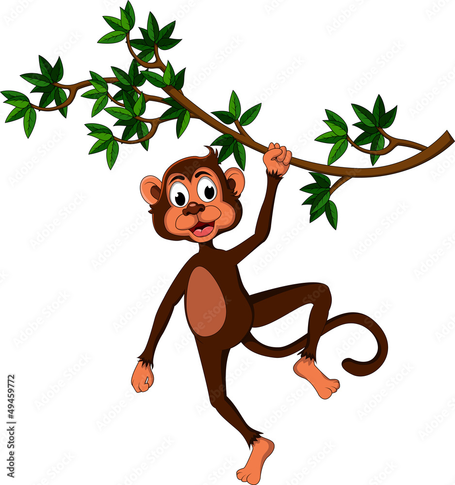 Fototapeta premium monkey cartoon on tree
