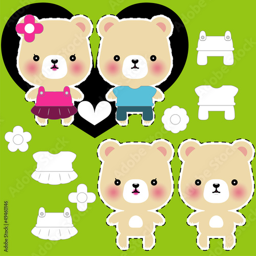 teddy bear couple with different clothes