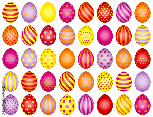 40 Colored Easter Eggs Pattern Purple