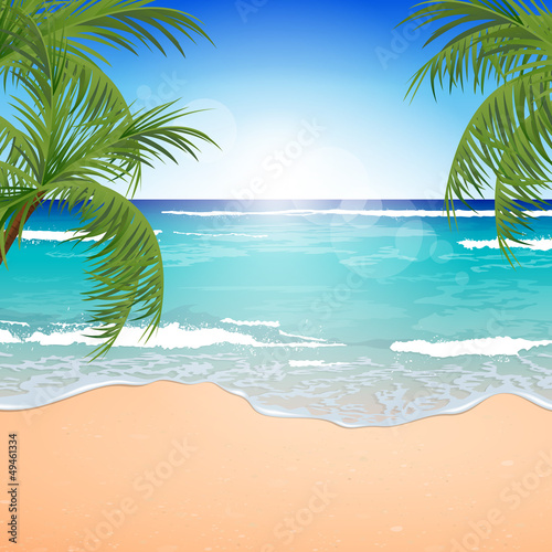 Fototapeta Naklejka Na Ścianę i Meble -  Vector Illustration of an Azure Ocean