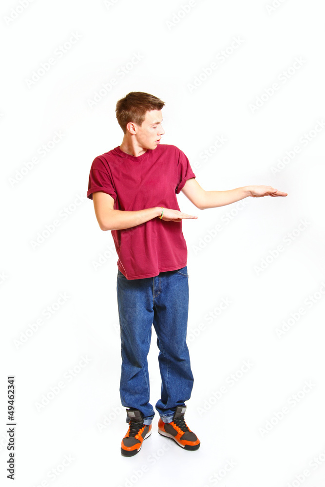 Stylish and cool breakdance style dancer posing on studio backgr Stylish and cool breakdance style dancer posing on studio backgr