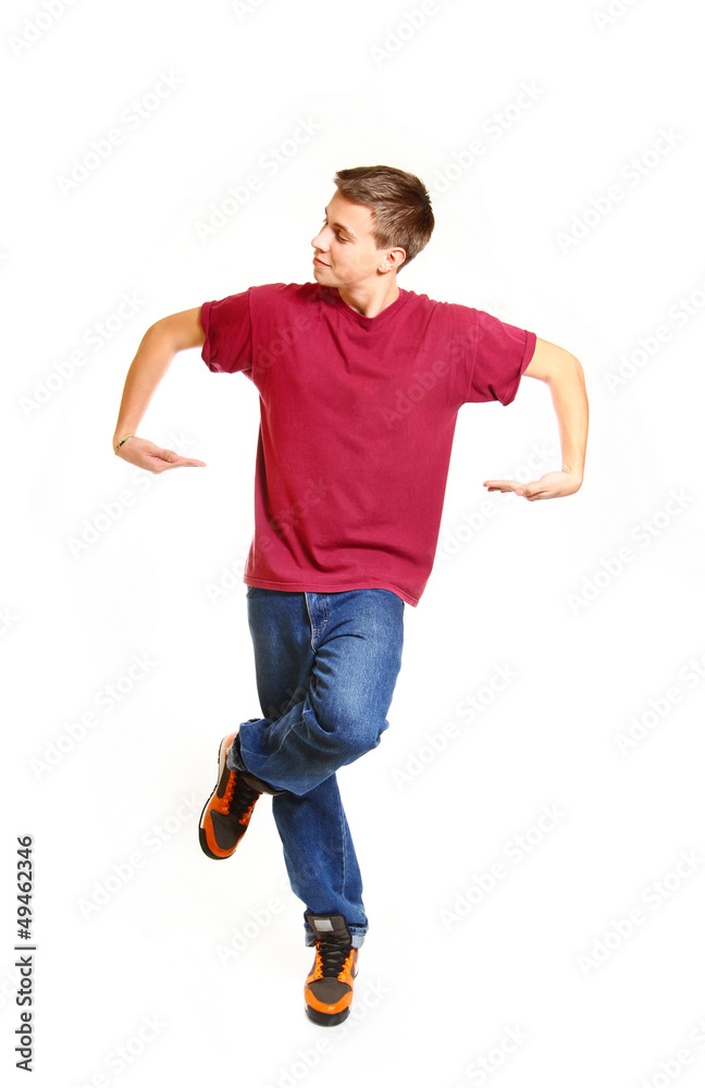 Portrait of hip hop style dancer posing on studio background Portrait of hip hop style dancer posing on studio background