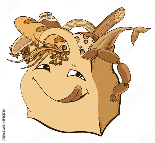 bag with food with smile