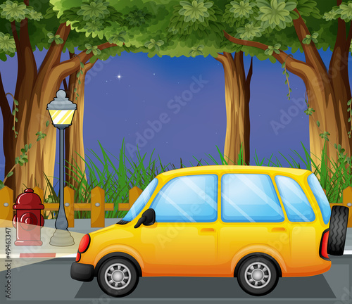 A yellow car