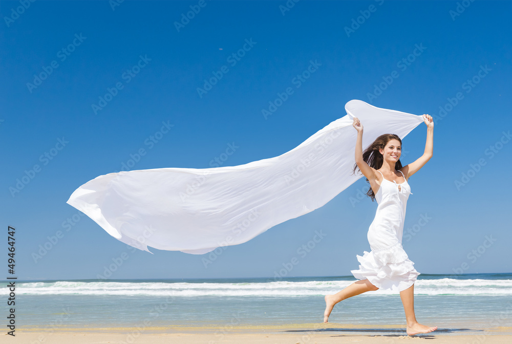 Jumping with a white scarf Jumping with a white scarf
