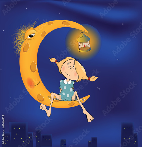 The girl and the moon cartoon