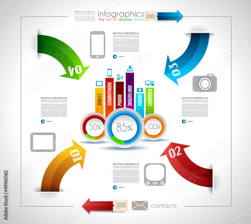 Infographic design template with paper tags