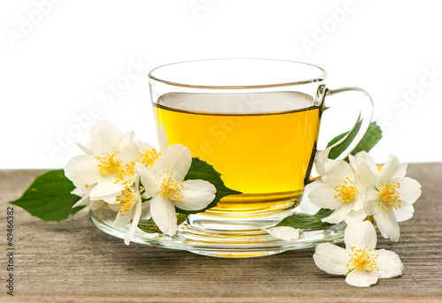 cup of tea with jasmine flowers