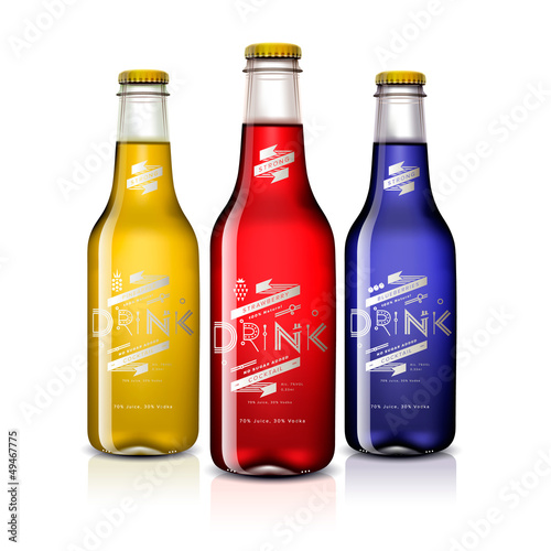 Bottles with different drinks, vector Eps10 illustration.