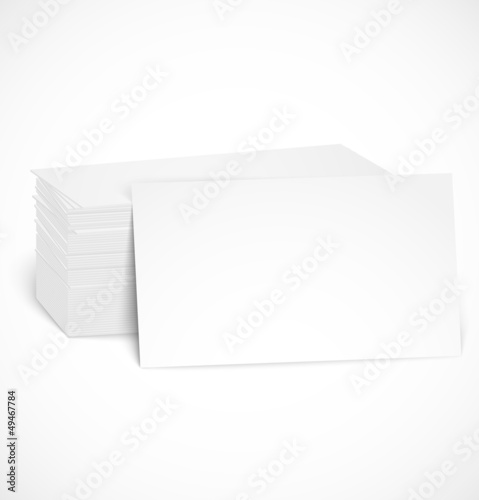 Pile of business cards with shadow template
