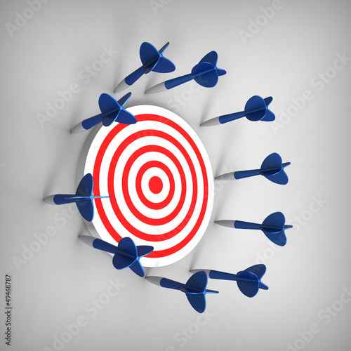 3D model of darts missed and failed on the target