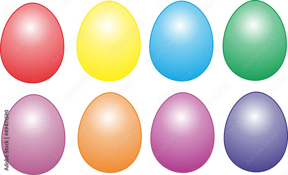 set of colored eggs