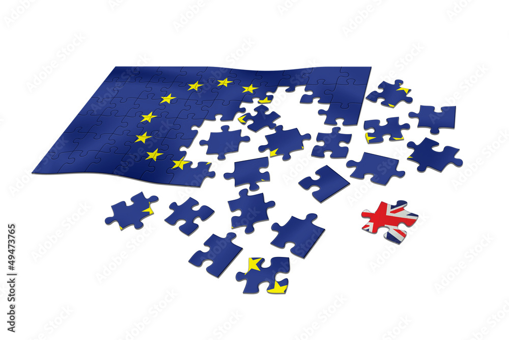 EU flag as puzzle with United Kingdom flag Union Jack Illustration Stock |  Adobe Stock