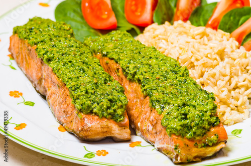 Salmon with pesto