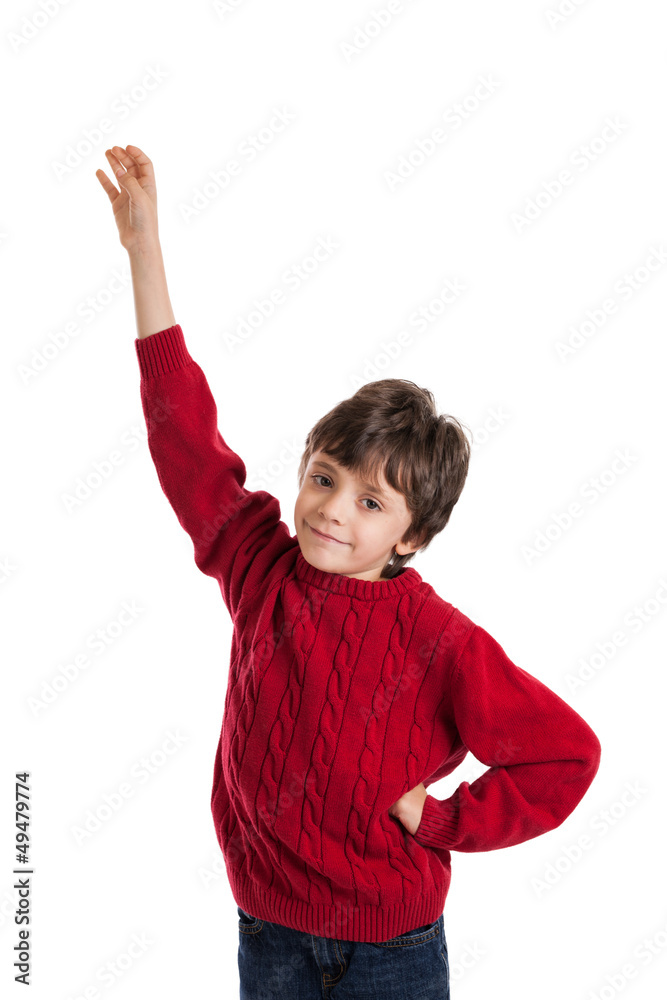 Elementary school student raising hand Elementary school student raising hand
