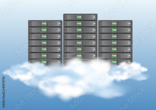 Cloud computing concept with servers