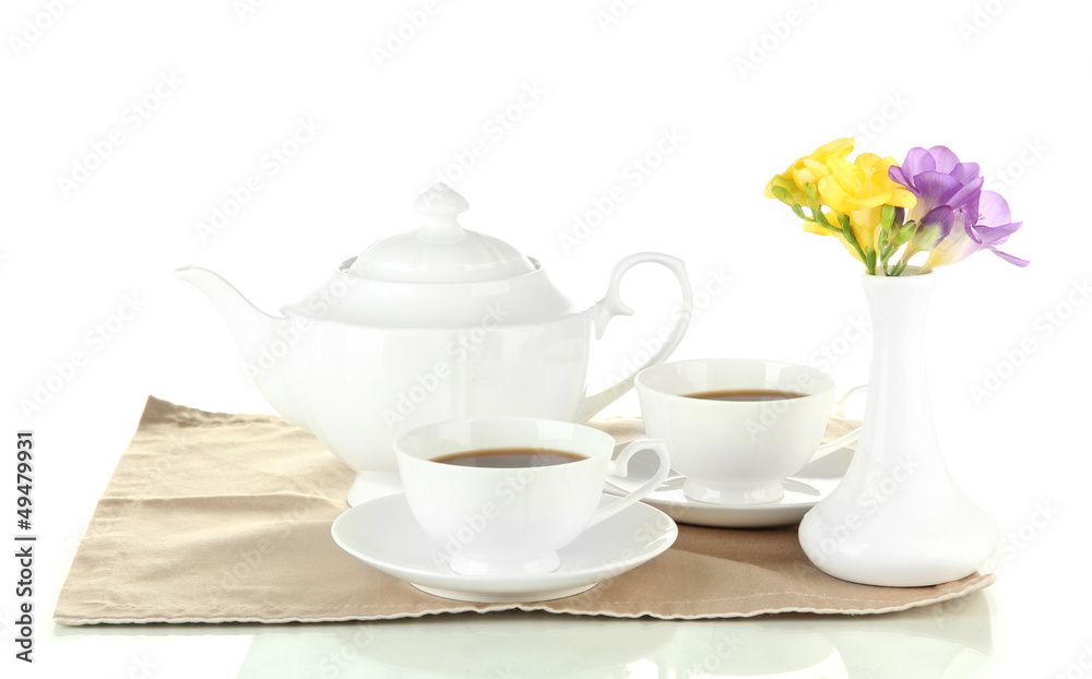Beautiful tea service, isolated on white Beautiful tea service, isolated on white