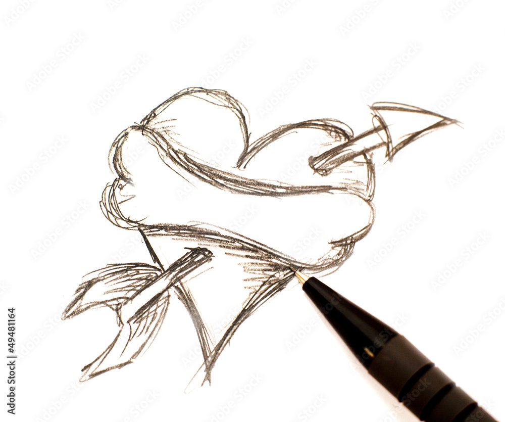 dessin de coeur au stylo bille Illustration Stock | Adobe Stock