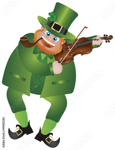 St Patricks Day Leprechaun Playing Violin