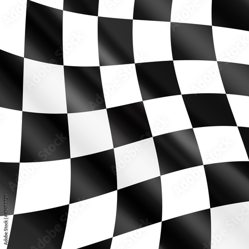 Waving checkered racing flag, vector