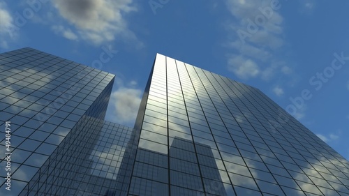 Skyscrapers and clouds. Loopable.