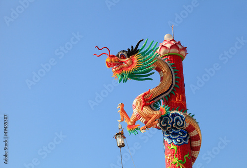dragon roll on pole high blue background