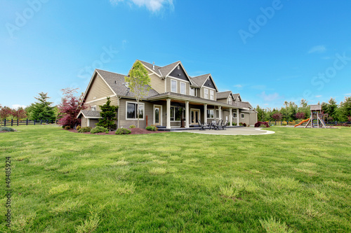 Large farm country house with spring andscape.
