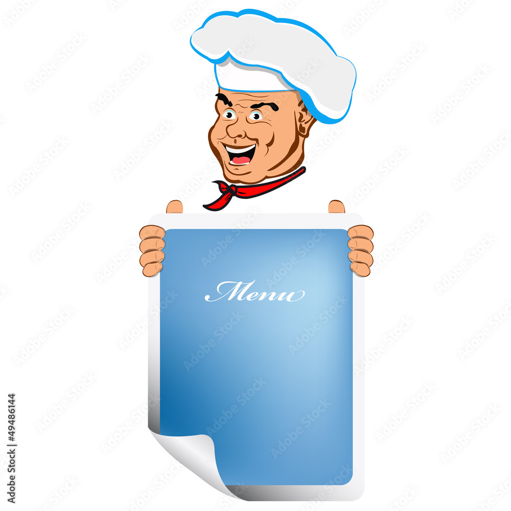 Happy joyful Chef and design your menu.Vector Happy joyful Chef and design your menu.Vector