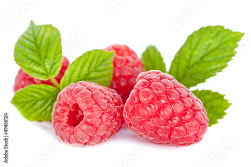 appetizing raspberries isolated on white background
