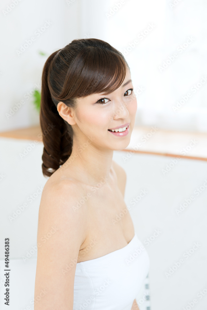 Beautiful asian woman relaxing in the room Beautiful asian woman relaxing in the room