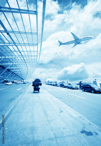 the scene of T3 airport building in beijing china.