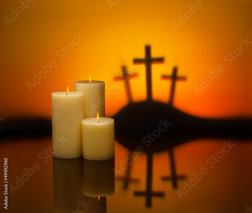Three crosses candles of hope