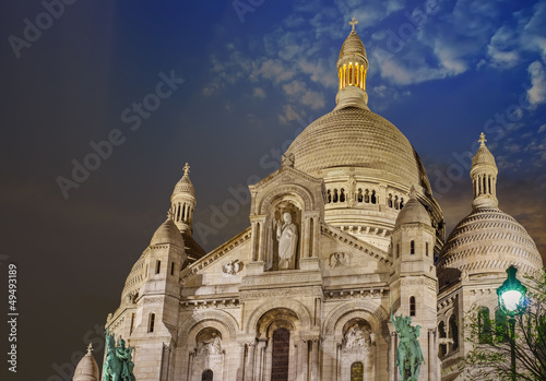 Paris, Dec 12: Sacred Heart Cathedral exterior view in Montmartr photo