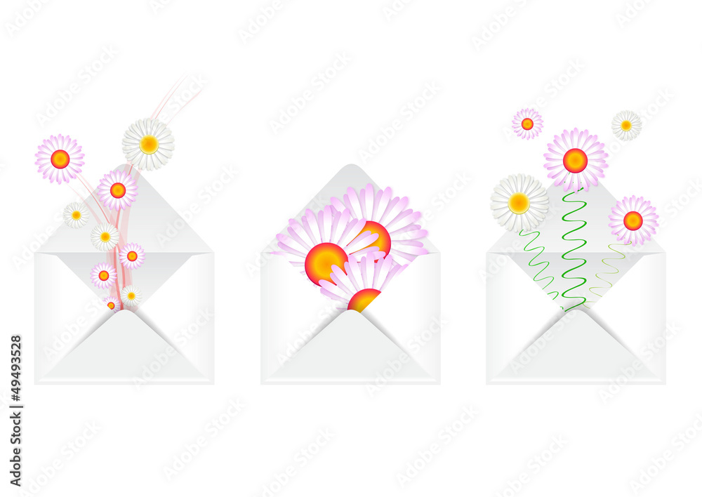 Enveloppes courriers fleurs - Printemps