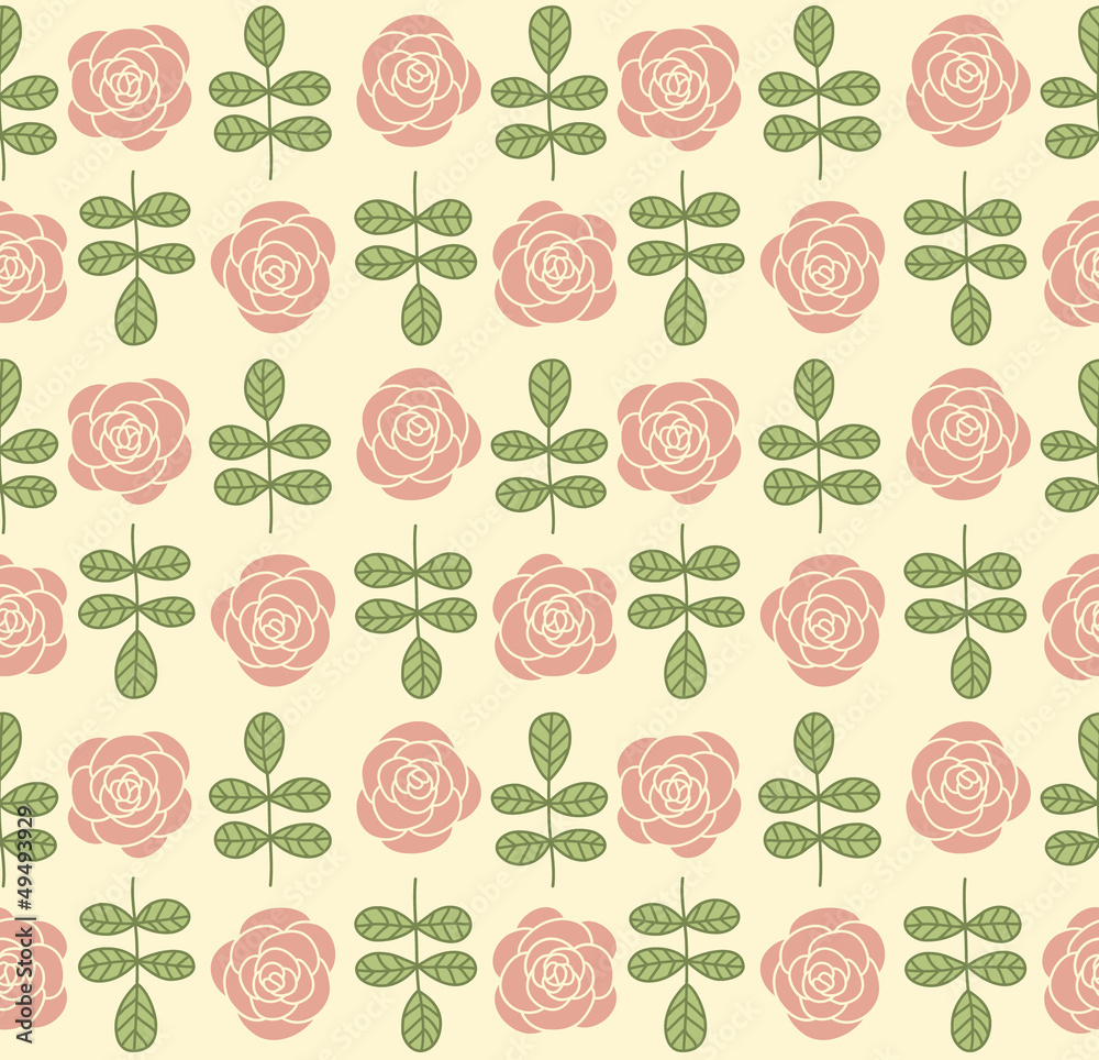 Seamless pattern with roses and leafs #1 Seamless pattern with roses and leafs #1