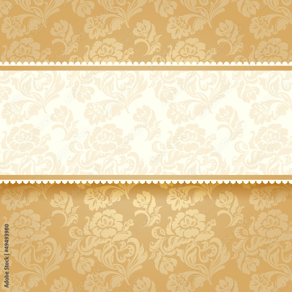 Golden flower on background. Square