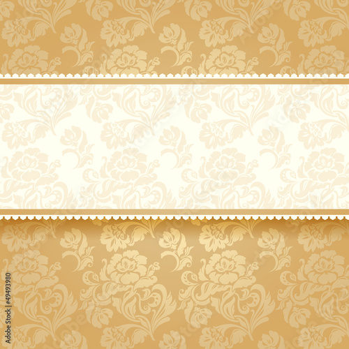 Golden flower on background. Square